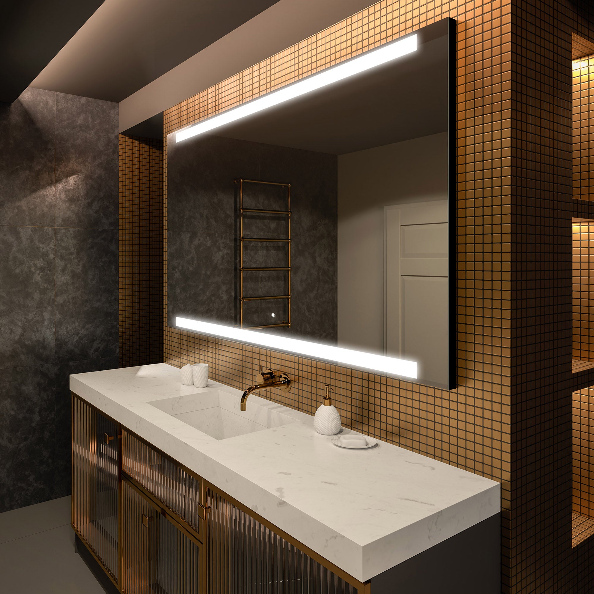 Lustro Premium z podświetleniem LED Łazienka (70x100cm) Podświetlane lustro LED z podświetleniem dotykowym