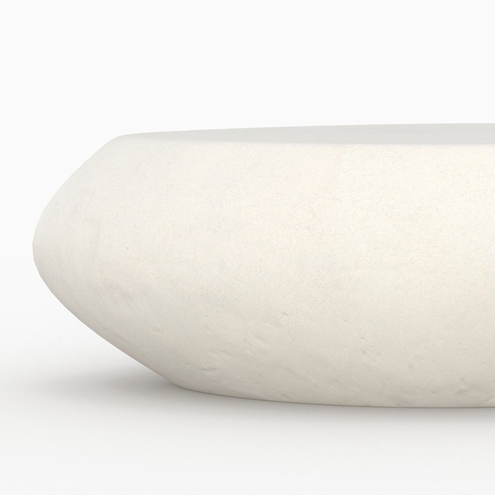 Table basse ovale blanche en fibre d'argile effet béton 105 cm - Maui - 8