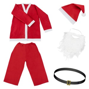 Costume Père Noël 5 Pièces Pour Homme Grandes Tailles - Manteau, Pantalon, Chapeau, Barbe, Ceinture - Tissu Non-tissé (feutre) Pour Fêtes De Noël