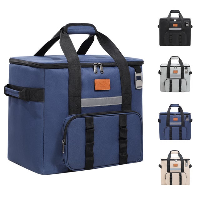 Bolsa de picnic de tela Oxford gruesa de aluminio, bolsa de almuerzo portátil, paquete de hielo fresco, lonchera portátil, bolsa aislante gris