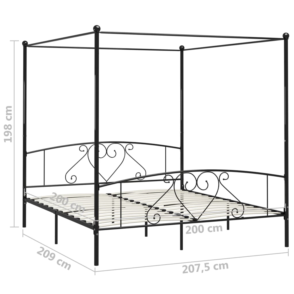 Maison Exclusive - Estrutura de cama com dossel 200x200 cm metal preto - 5
