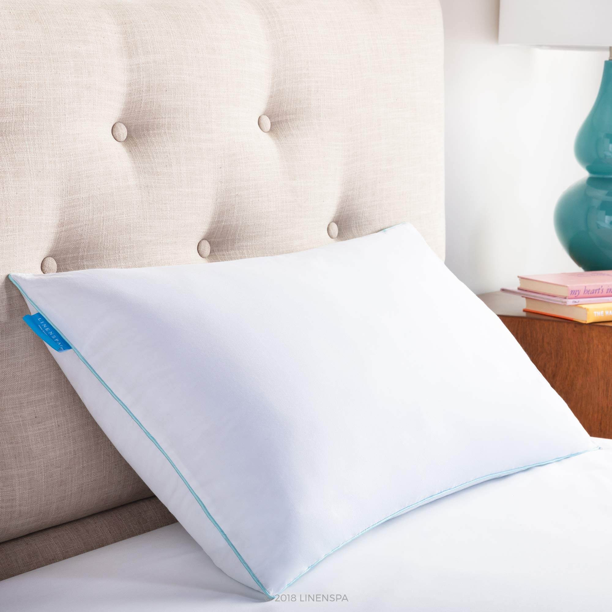 Linenspa Cuscino con memory foam in fiocchi e gel rinfrescante guanciale letto cuscino letto singolo 70 x 35 cm