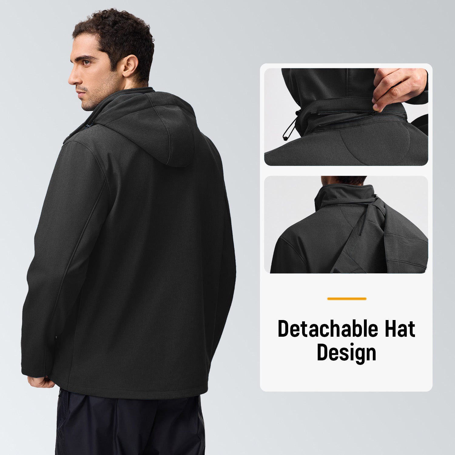 Veste de Travail Homme Blouson & Softshell de Travail - Imperméable, Anti-Vent, Fourré Chaud, Poches Multiples, Capuche Amovible - Noir L - 3