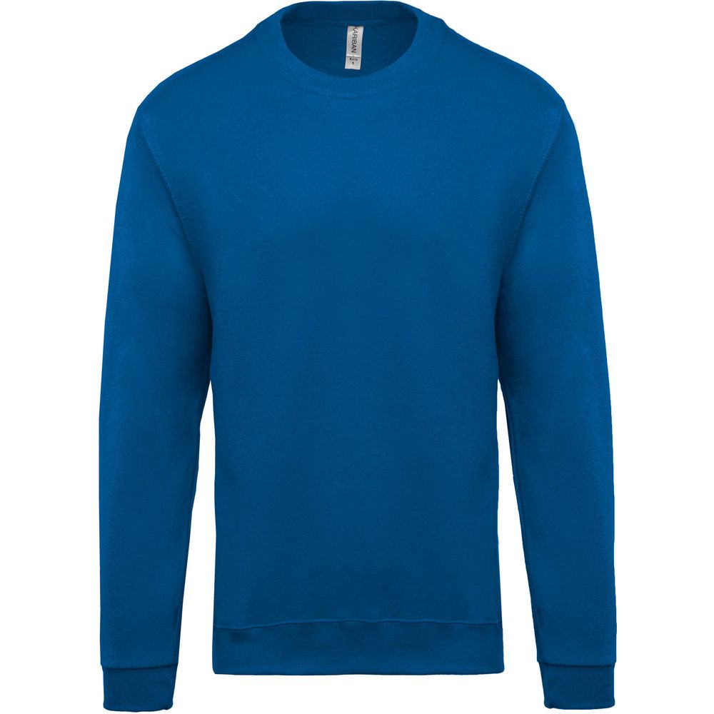 Sweat-shirt bleu marine uni à col rond et ourlet haut et bas main image 1