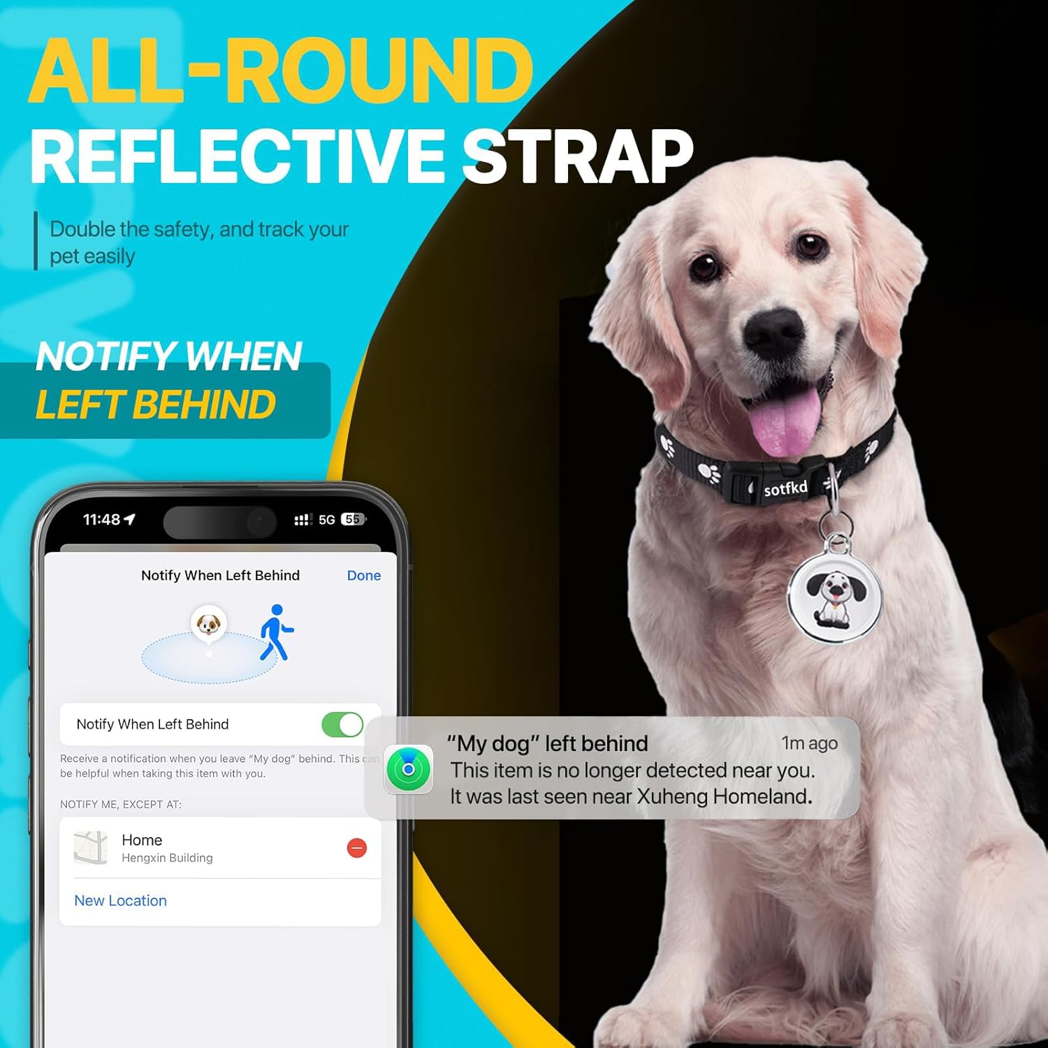 Traceur GPS spécialement conçu pour les chiens – Compatible avec Android et iOS – Sans abonnement – Étanche – Convient aux chiens et aux chats - 3
