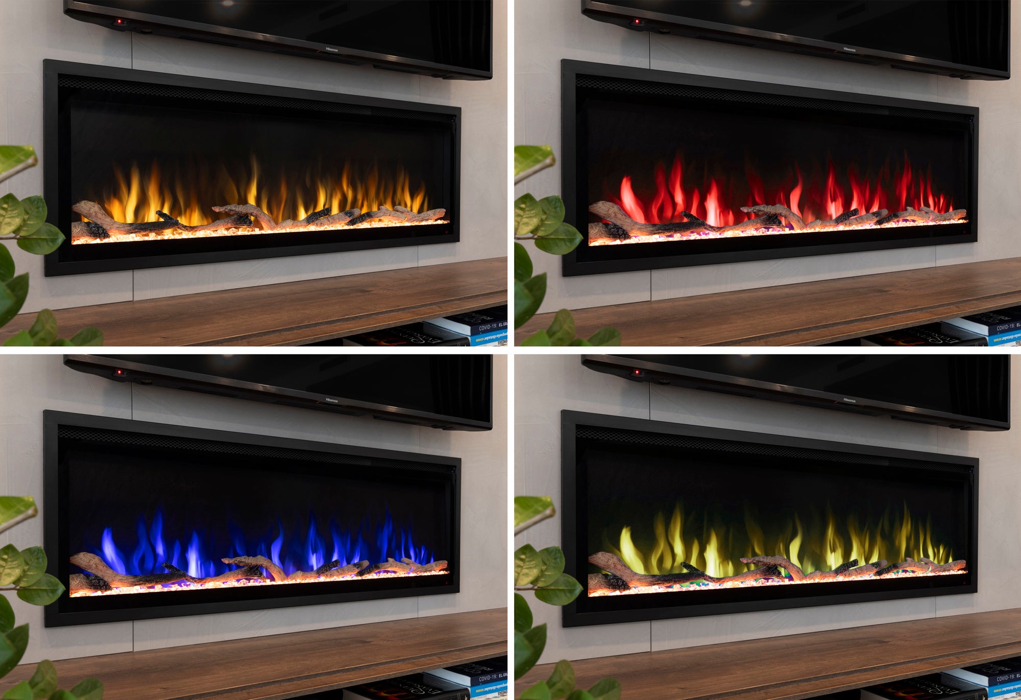 DUPI Chimenea Eléctrica 42 Nero Pro Lumina | 3 en 1 con Calefacción | Efecto Llama 3D Panorámica | 12 Colores Llama | 106x43,5x15 cm | 42 Pulgadas - 9
