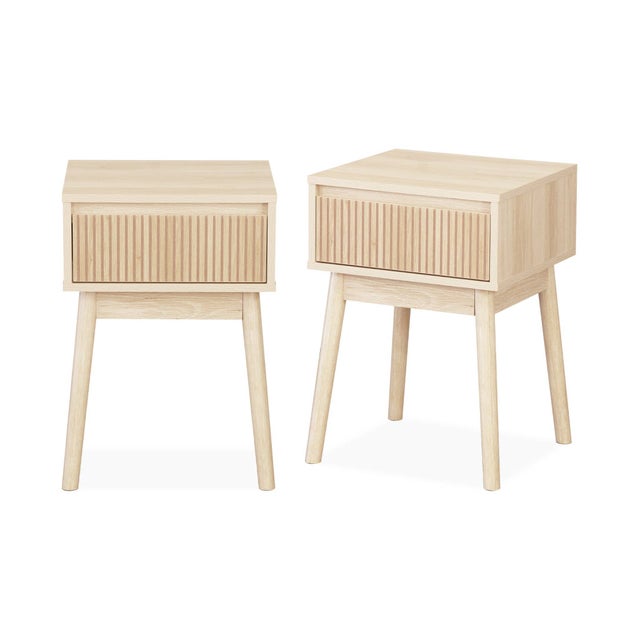 Lot de 2 chevets style nature en acacia massif naturel Isaline