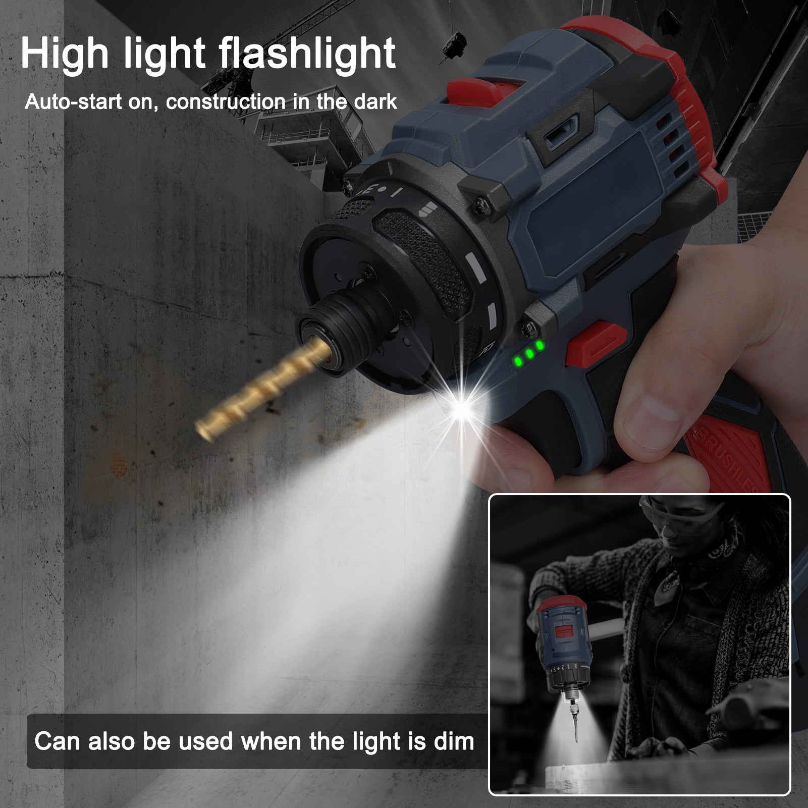 Cacciavite elettrico multifunzione da 16,8 V, coppia senza spazzole 45 Nm, installazione di elettrodomestici ed elettronica per auto - 4