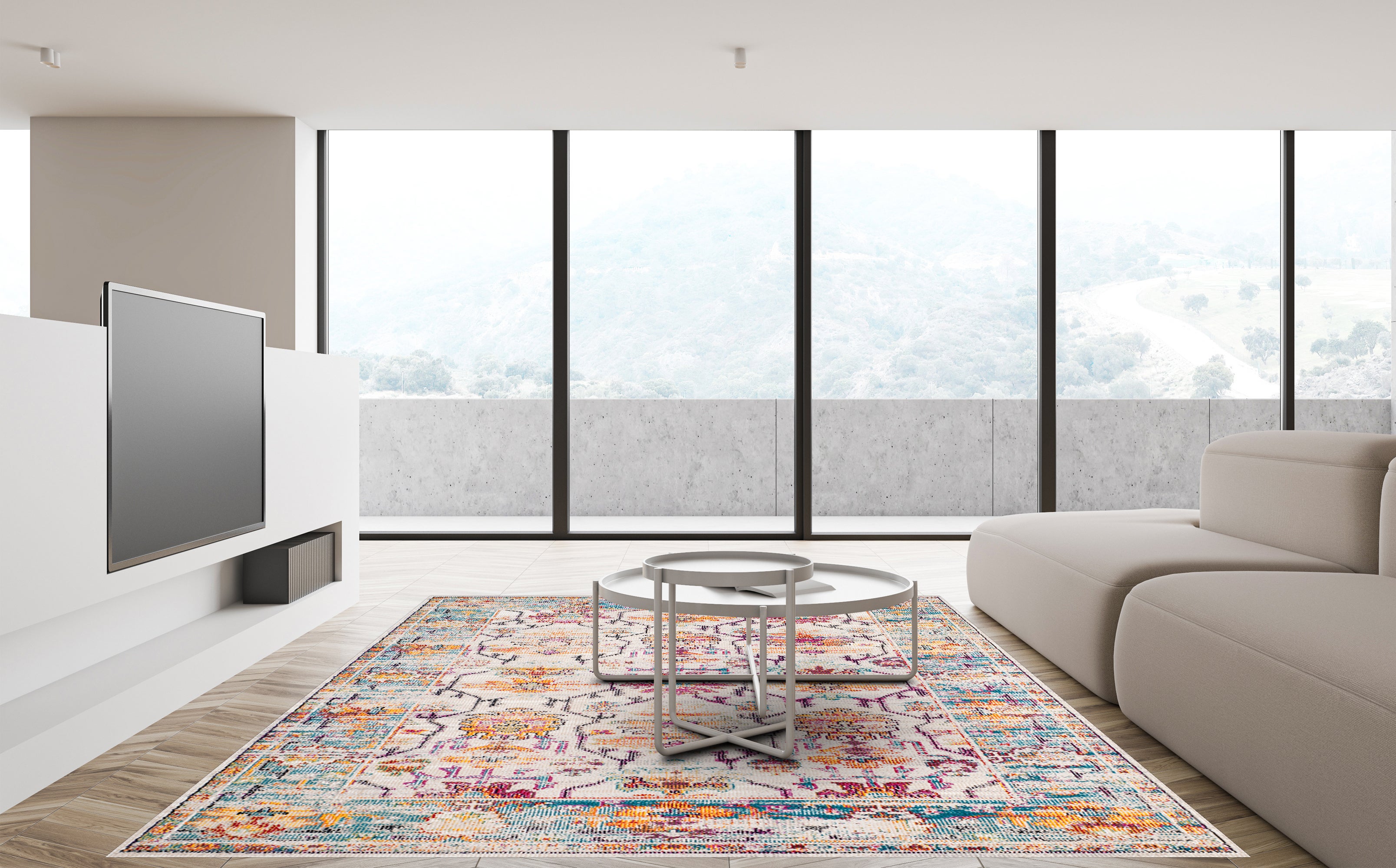 Tapis antidérapant en vinyle, Fez 160x240 cm - PVC imprimé, lavable, ignifuge, pour le salon et la cuisine - 9