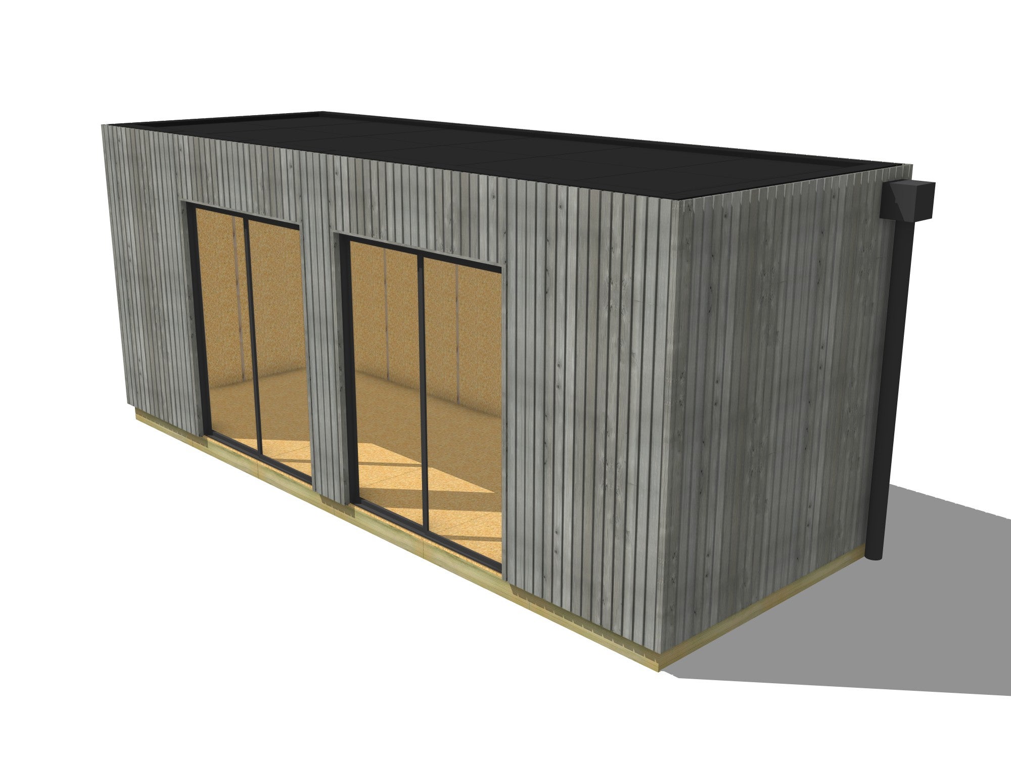 Annexe de jardin bois en bois 6,6 x 2,4 x 2,7 m avec plancher isolé / menuiseries alu k-line - 2