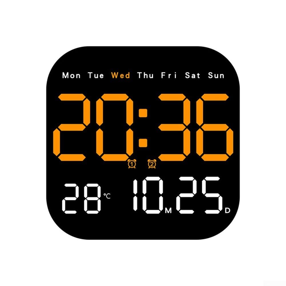 Horloge murale numérique électrique LED avec télécommande, affichage multifonction, réveil, température, date, heure pour la maison - 2