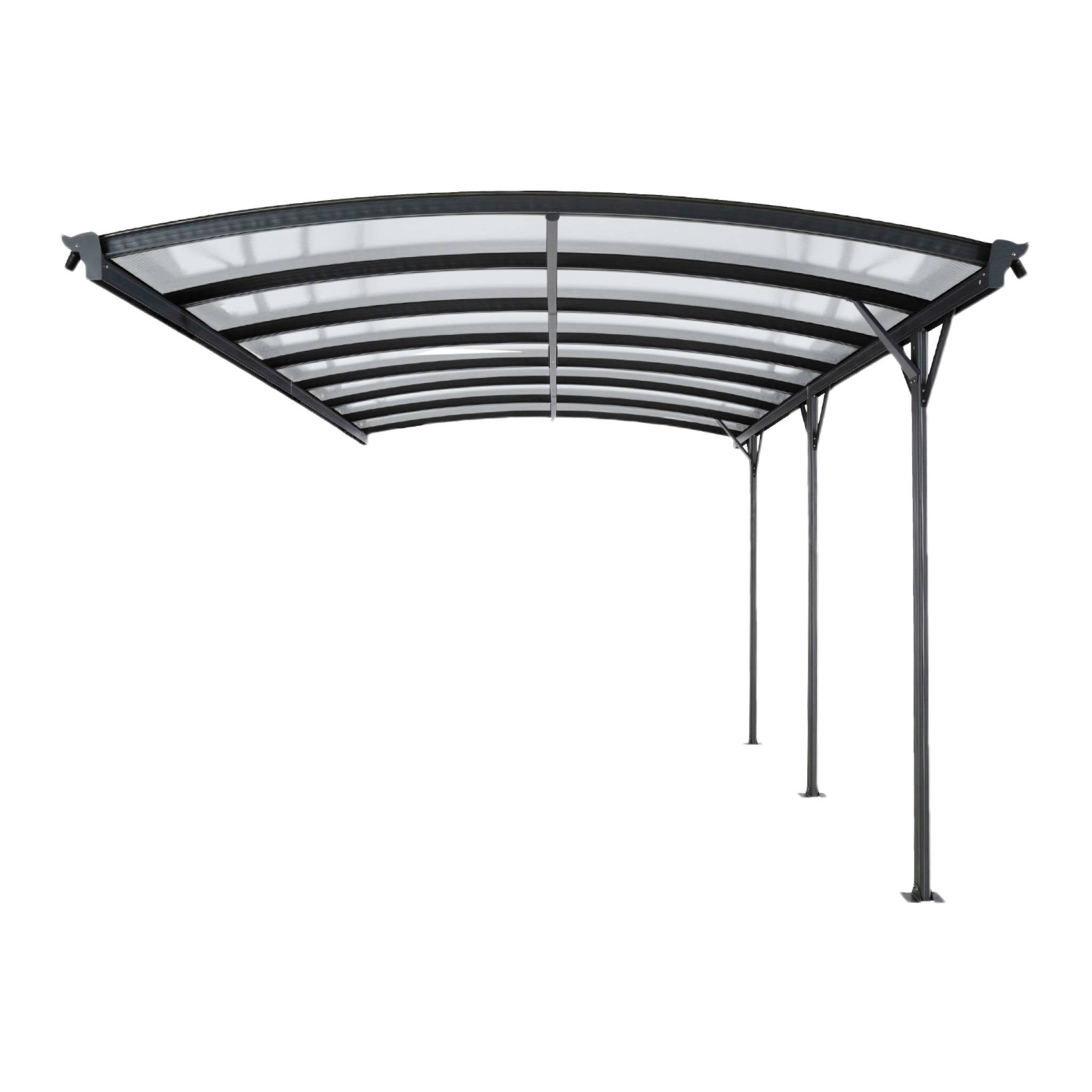 Extension de carport de 15m² en aluminium anthracite et polycarbonate - Extension Le Mans 5x3m - abri de voiture - 6