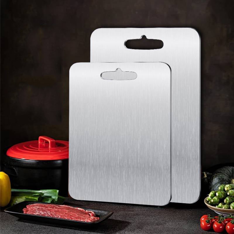 Planche à découper double face en titane pur pour couper les légumes et la viande, argent, taille mini, 1,5 mm x 24 x 15 cm - 3