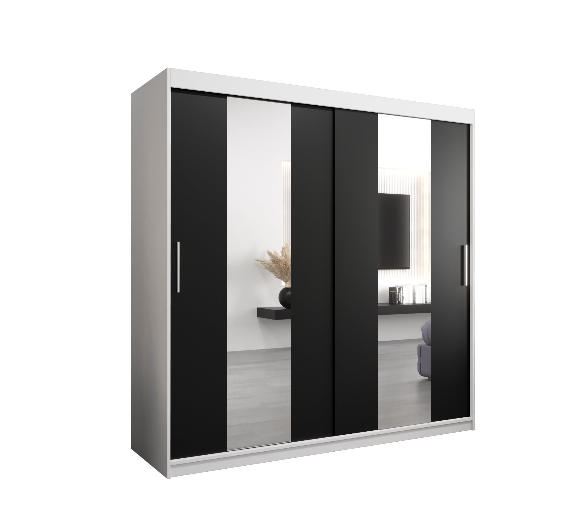 Szafa przesuwna garderoba POLE 200 x 62 x 200 cm Biały + Czarny - Abiks Meble