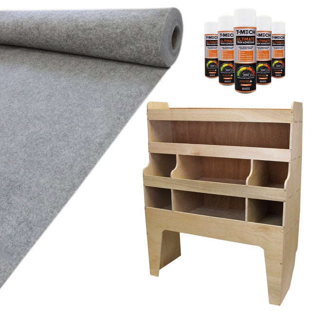 11m2 Doublure Intérieure Gris Foncé en Feutre pour Véhicule & Armoire de Rangement en MDF pour Outils - Van Camionette