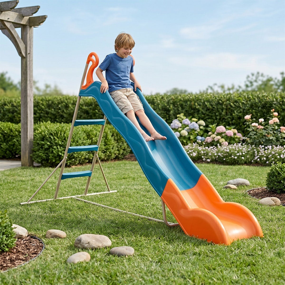 Toboggan LINOU Bleu-Orange TRIGANO 2,63 m. 3-12 ans. - 2