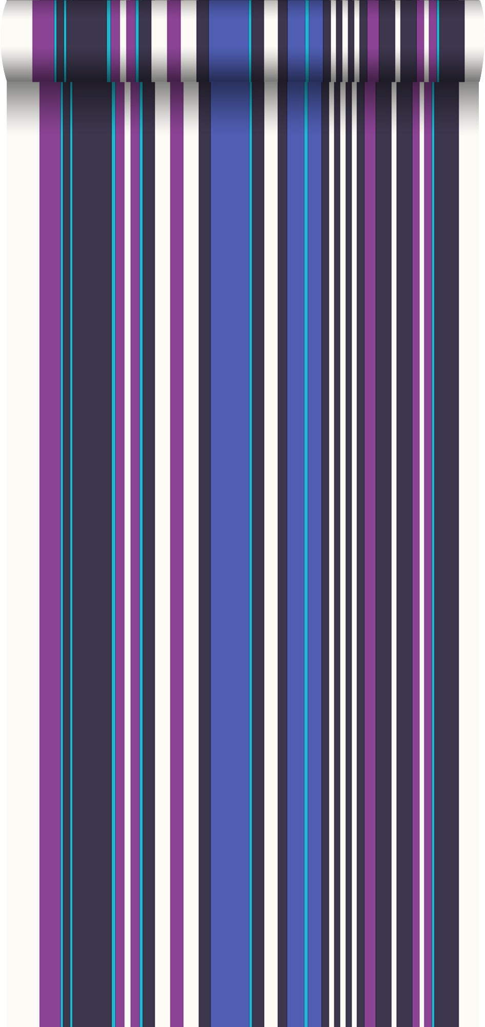 Papel pintado rayas morado y azul - 53 cm x 10,05 m - estahome