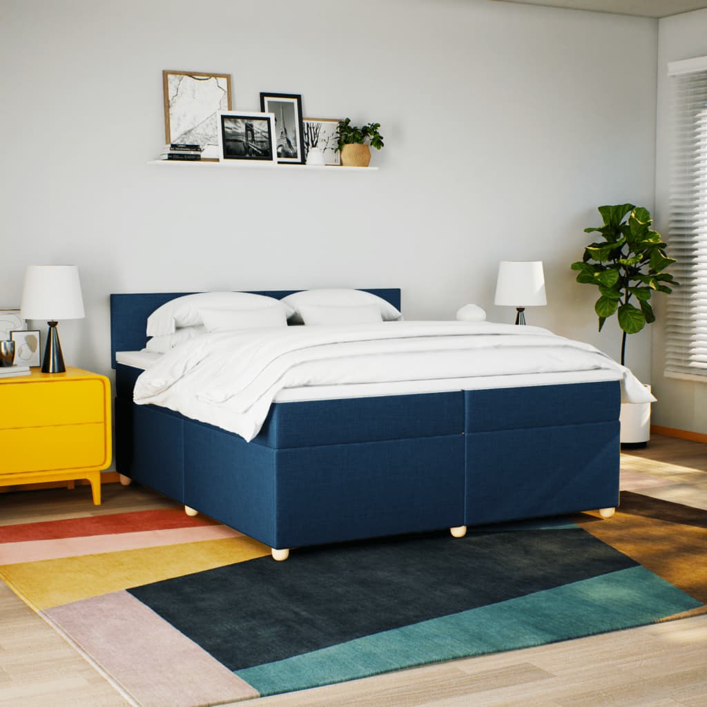 Maison Exclusive - Sommier à lattes de lit avec matelas Bleu 200x200 cm Tissu - 3