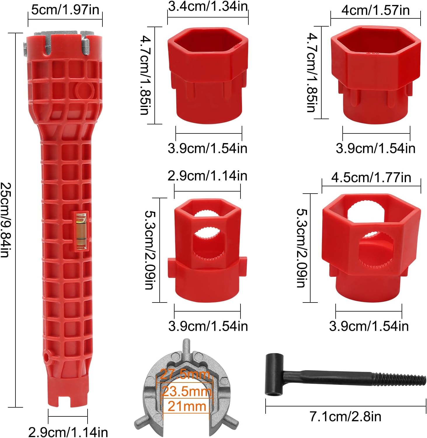 Outil de Clé de Robinet 14 en 1, Cle pour Robinet Evier, Installateur de Clé d'évier, pour Cuisine Salle De Bain pour Cuvette De Toilettes Cuisine Plo - 2