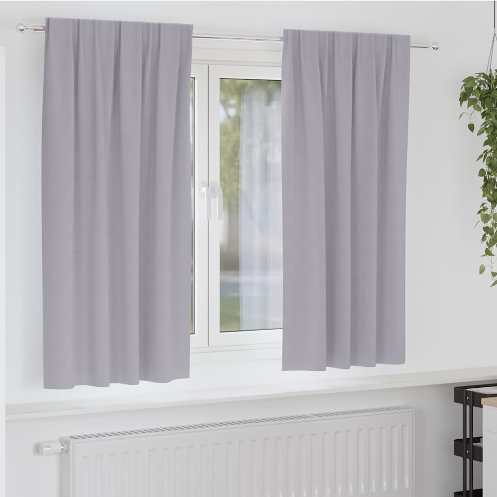 Firany blackout z kółkami 2 pcs Metaliczny Szary 175 x 140 cm vidaXL