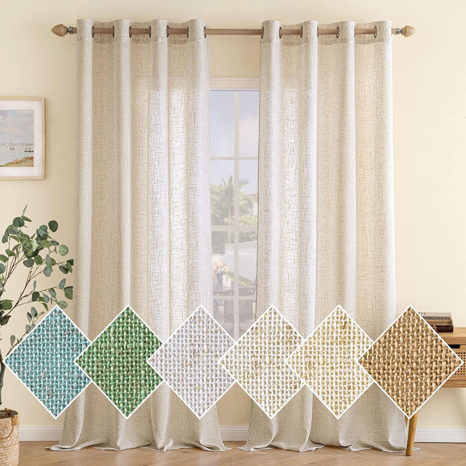 2 Piezas Cortinas Transparentes Blancas Y Grises 132X241 Cm Cortina Con Ojales A Rayas Teñidas De Hilo Gran Altura Elegante Para Puerta Ventana Sala De Estar Dormitorio Bahía | Bodega Aurrera En Línea