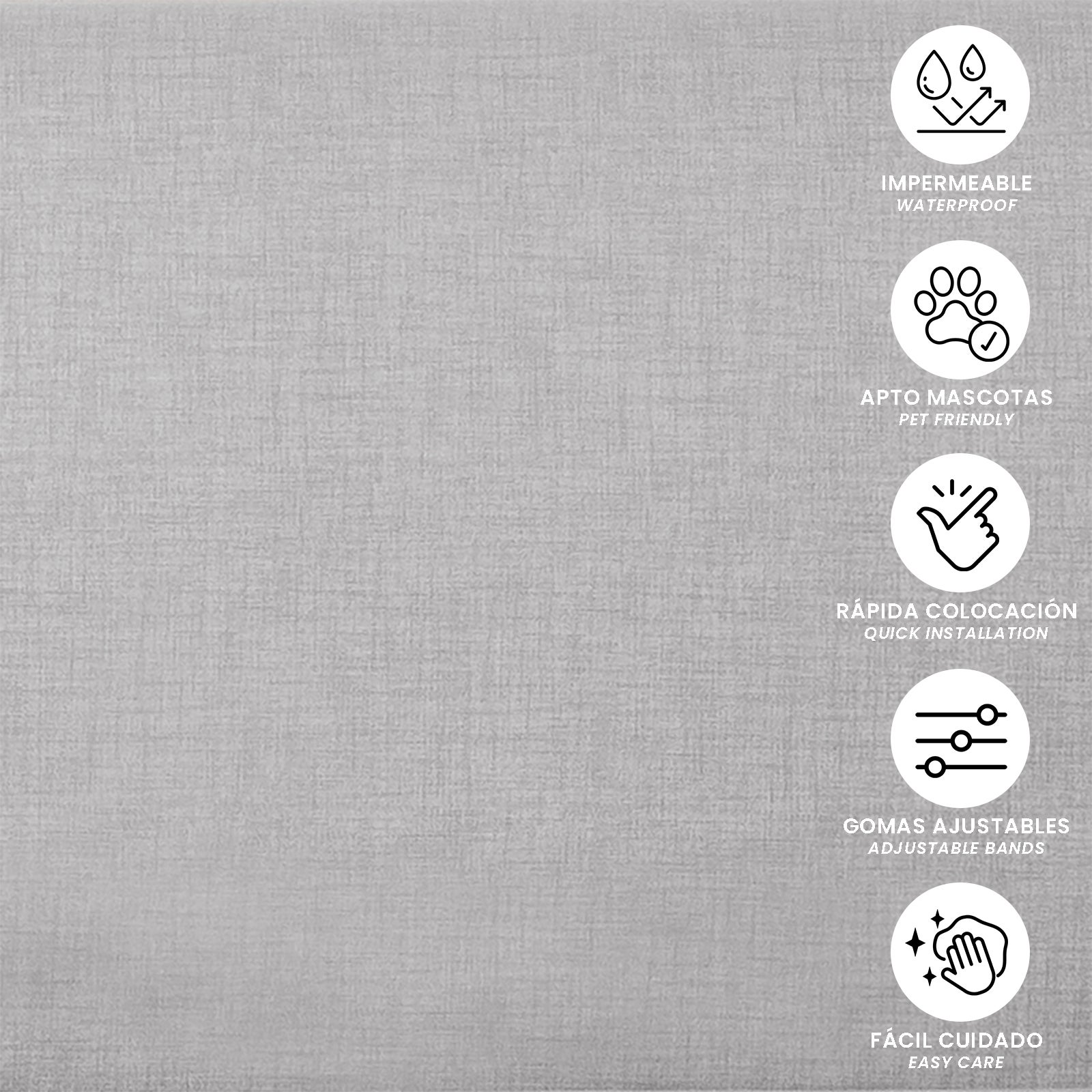 Copridivano chaise longue 240 cm braccio destro impermeabile e antimacchia, pet friendly, colore grigio chiaro - 3