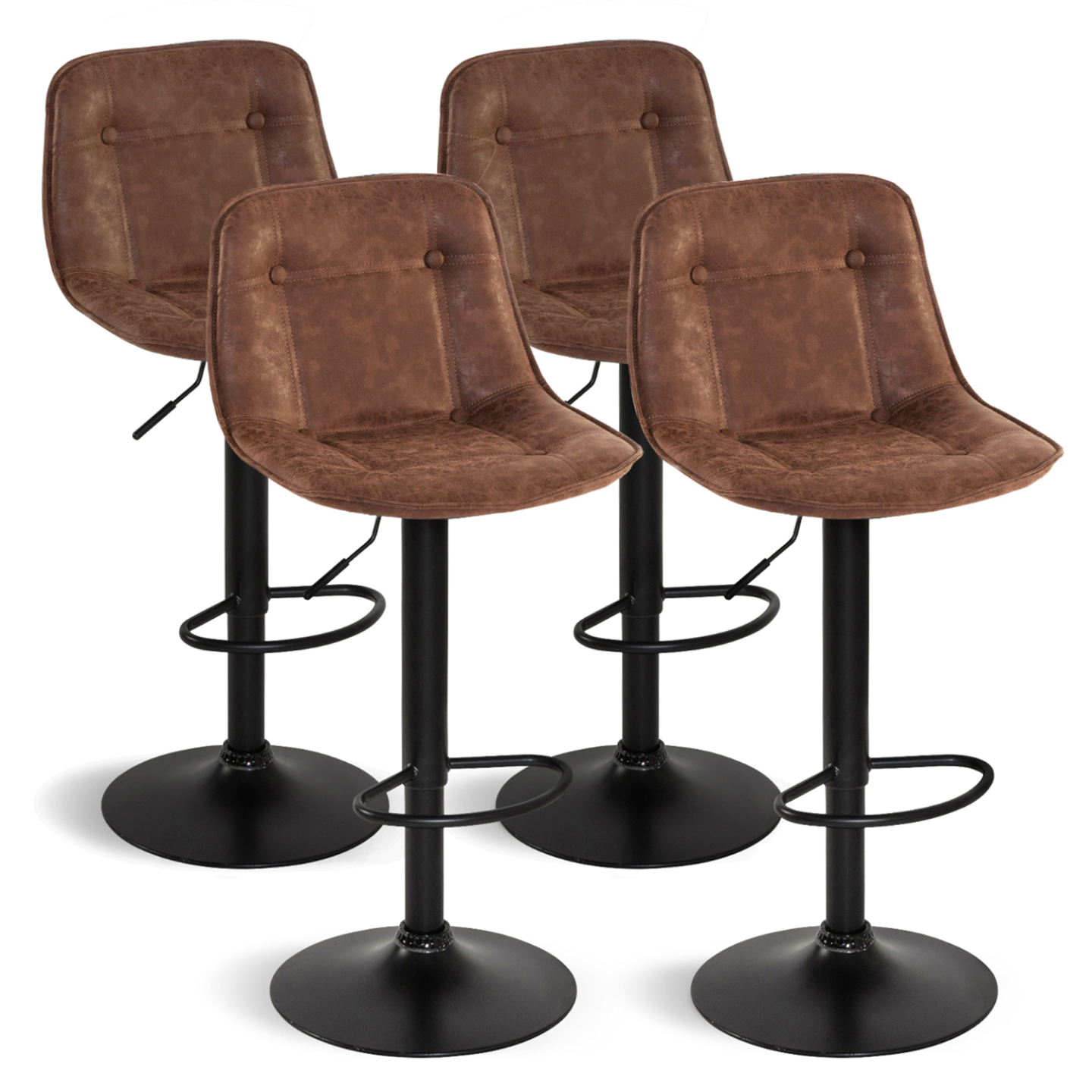 Lot de 4 tabourets de bar DENVER marron vintage - 2