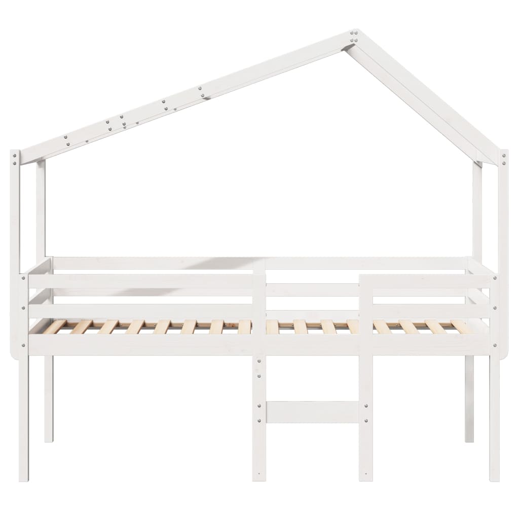 Lit haut avec toit blanc 90x190 cm bois de pin massif - 4