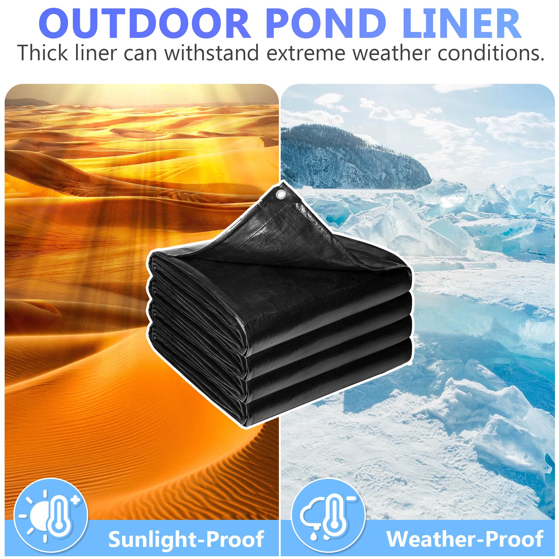 Toile noire imperméable, bâche d'extérieur en PE résistante à l'usure, pour bassins, abris de jardin et cours, 2 x 4 mètres - 4