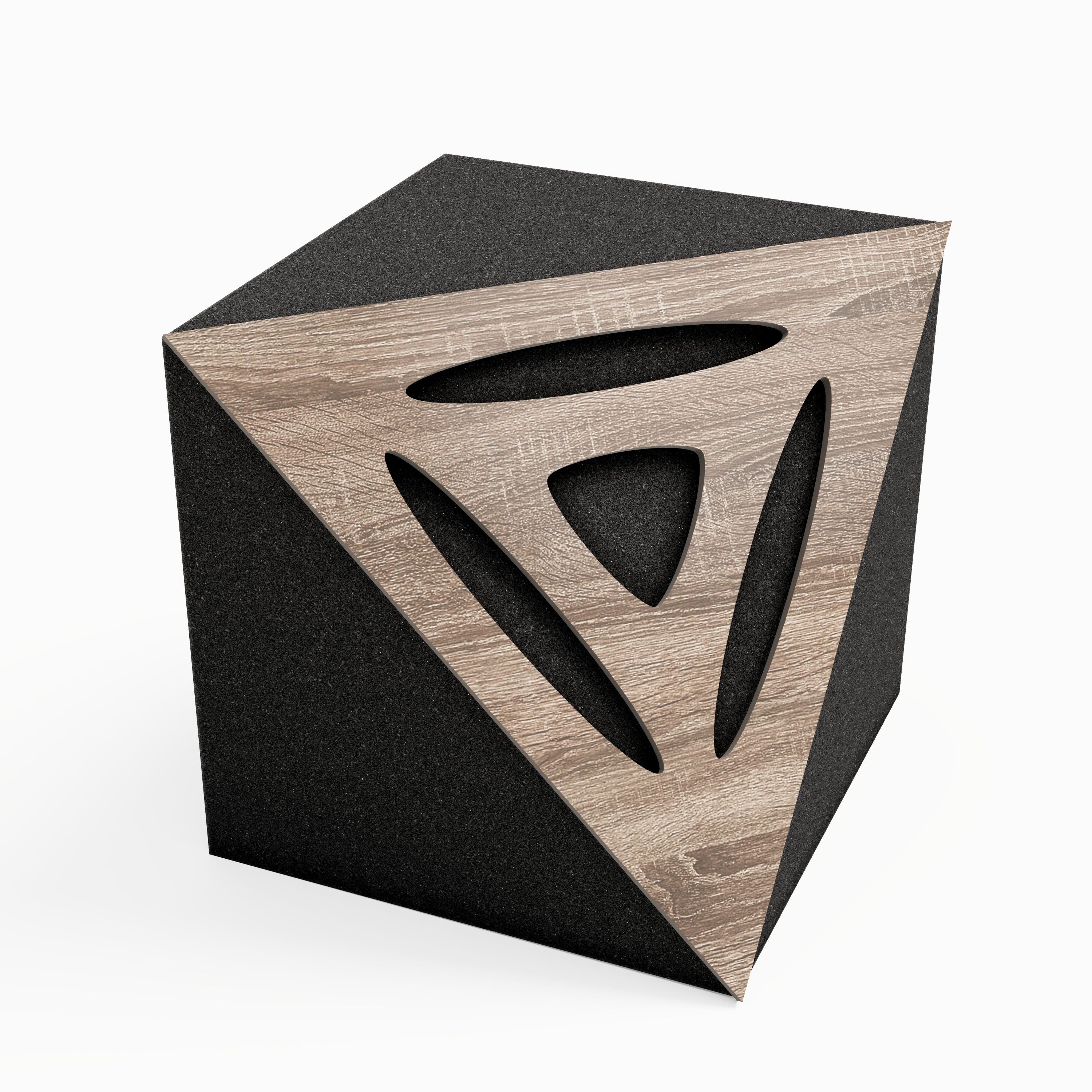 Lot de 2 Pièges à basses d'angle cubiques TRICUB PULSE acoustiques insonorisants - MDF perforé laminé et mousse acoustique - Sonoma - 3