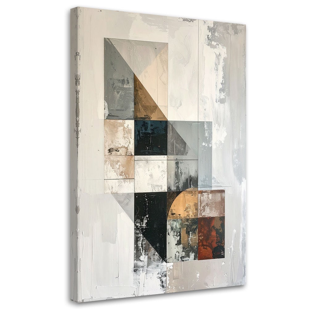 Obraz do salonu sypialni biura loftu, Nowoczesna Abstrakcja geometryczna w beżowo kolorach 70x100