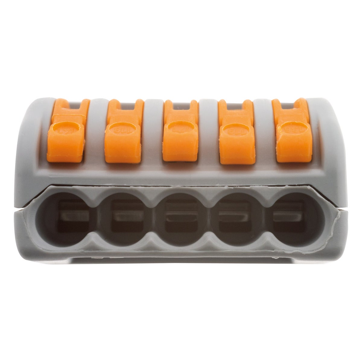 Lot de 10 bornes automatiques à cliquet S222 - 5 entrées – fils rigides et souples 4mm² max - Orange - Wago - 2