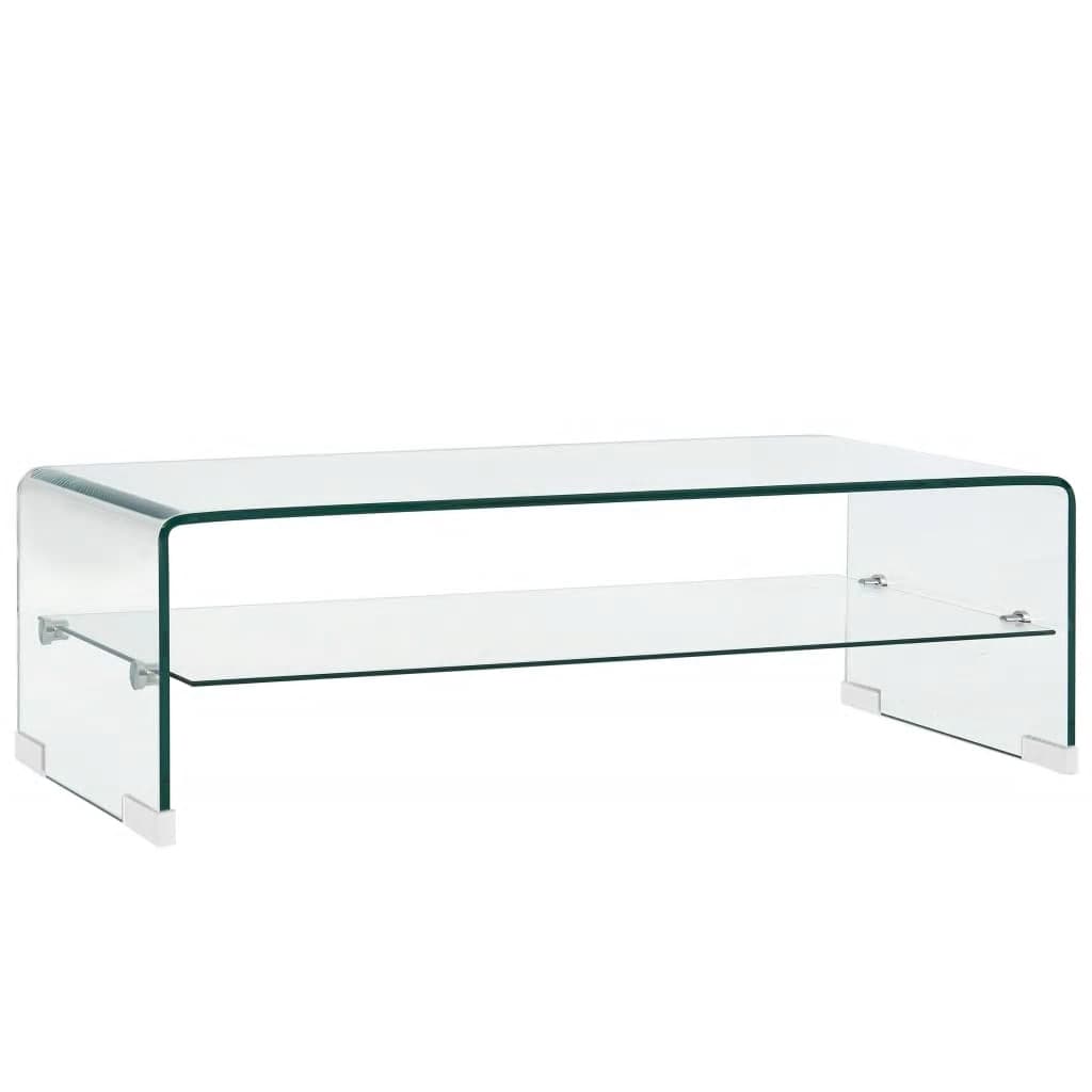 vidaXL Table basse Clair 98x45x31 cm Verre trempé - 9