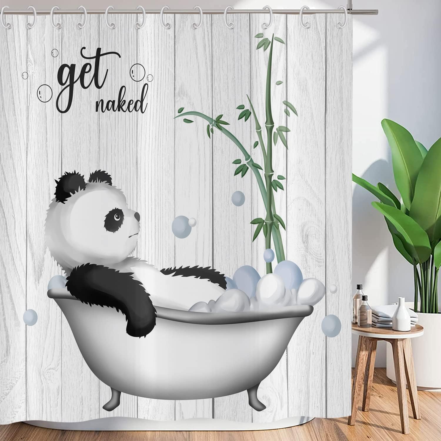 Zabawna zasłona prysznicowa 180x200 cm, Panda biorąca kąpiel w wannie, zabawna biała, zmywalna zasłona prysznicowa, wodoodporna zasłona prysznicowa d