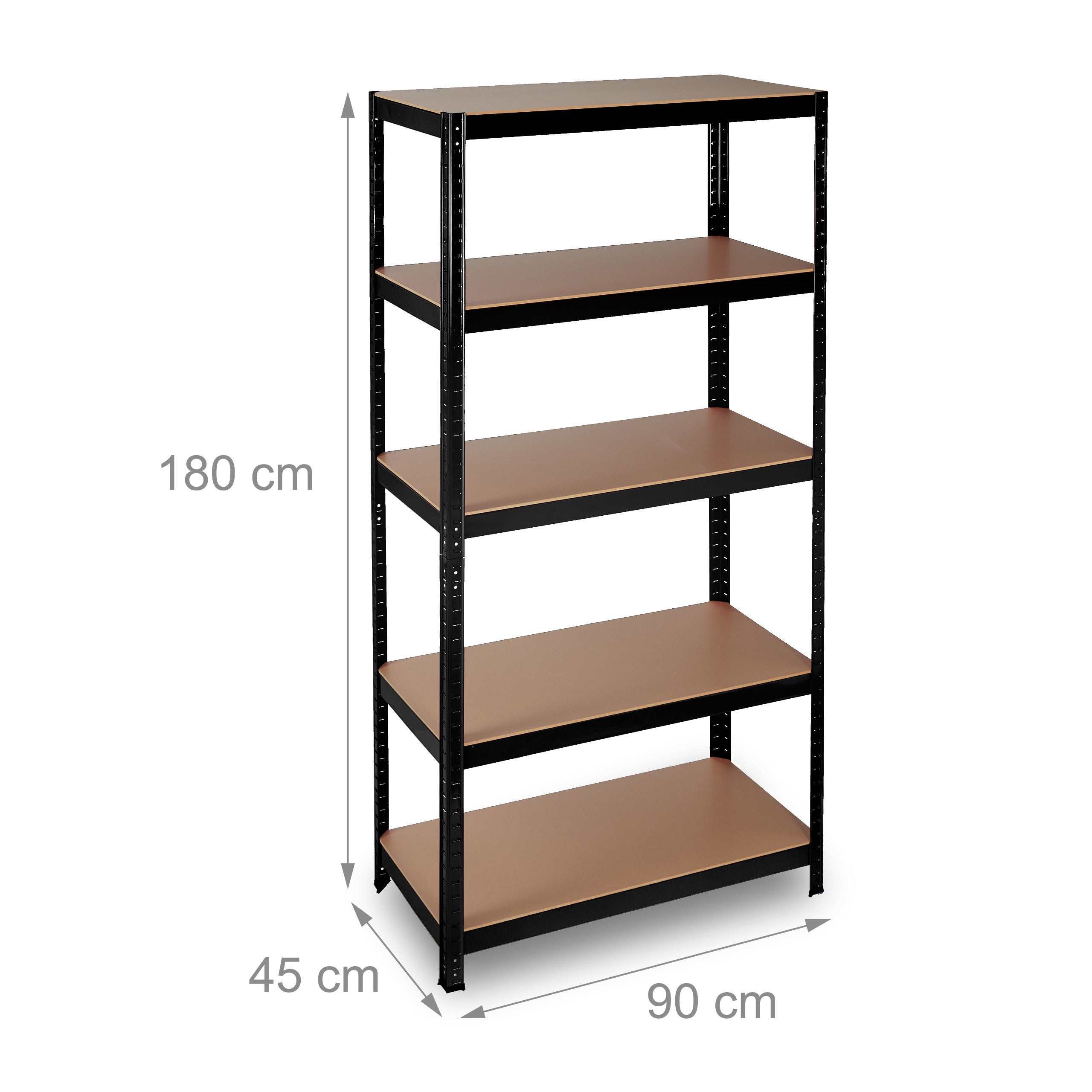 Étagère charge lourde, Meuble 5 étages à clip, Cave charge 875 kg, garage, 180x90x45 cm, acier, noir, Relaxdays - 4