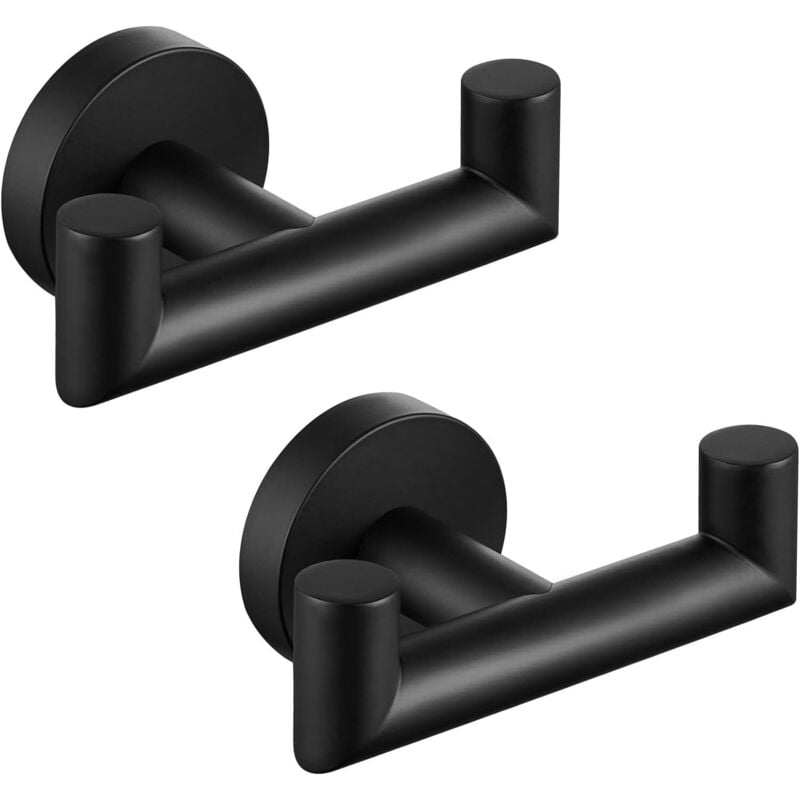 Zestaw podwójnych haczyków ściennych do łazienki wykonanych ze stali nierdzewnej na szlafrok wieszak na ręczniki haczyk na ściereczkę kuchenną czarny