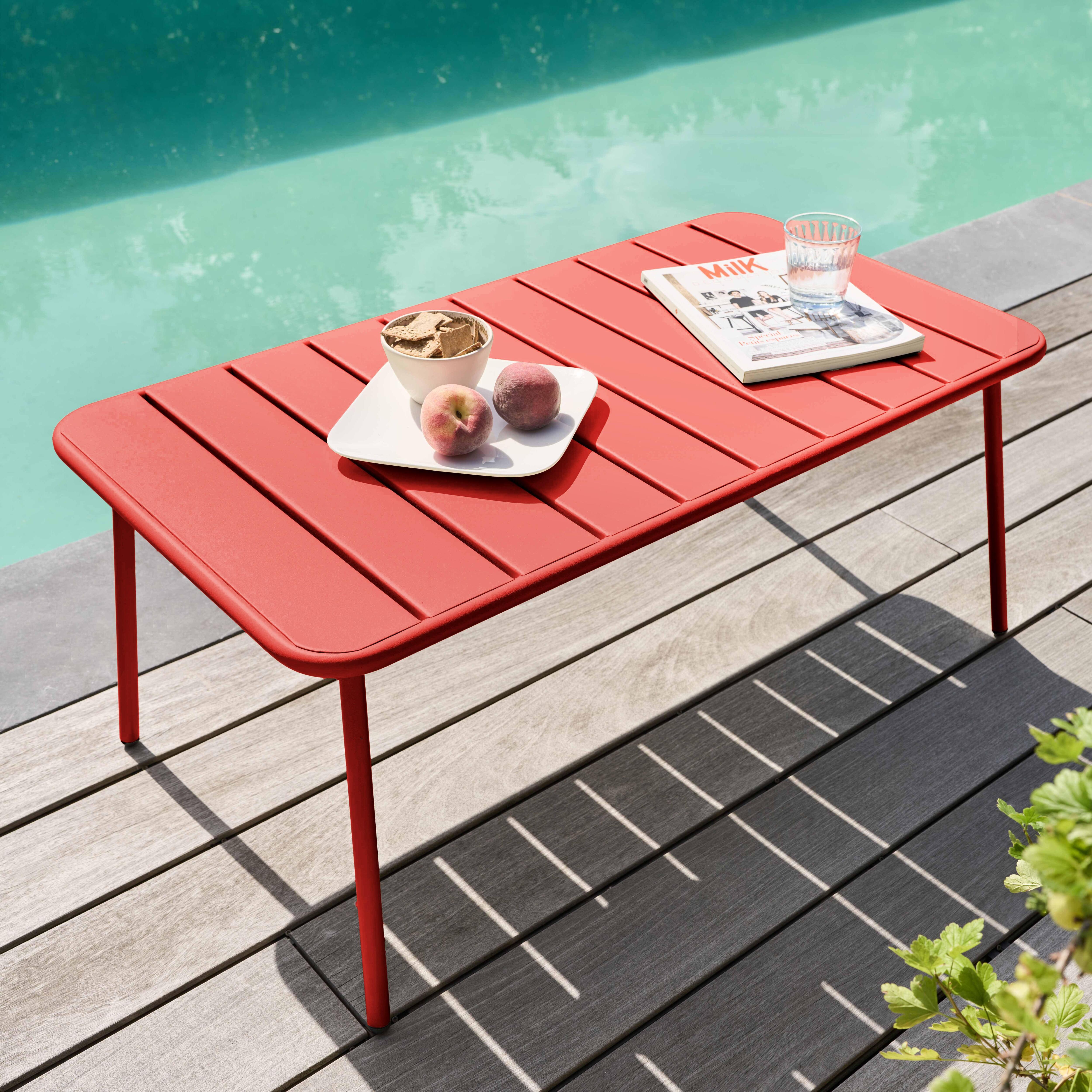 Table basse de jardin acier rouge 90 x 50 cm , Palavas - Oviala - 2
