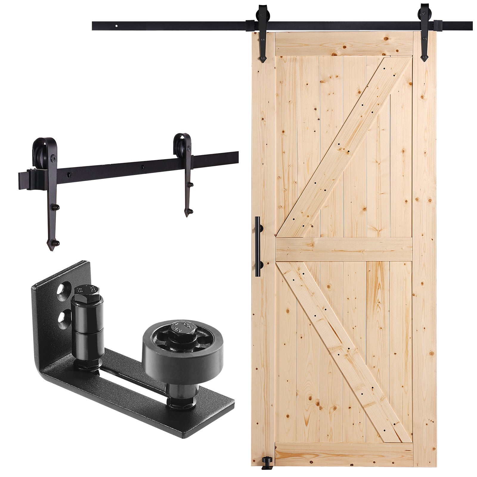 Kit para puerta de granero vevor 914 x 2133 mm con herrajes y guía corredera