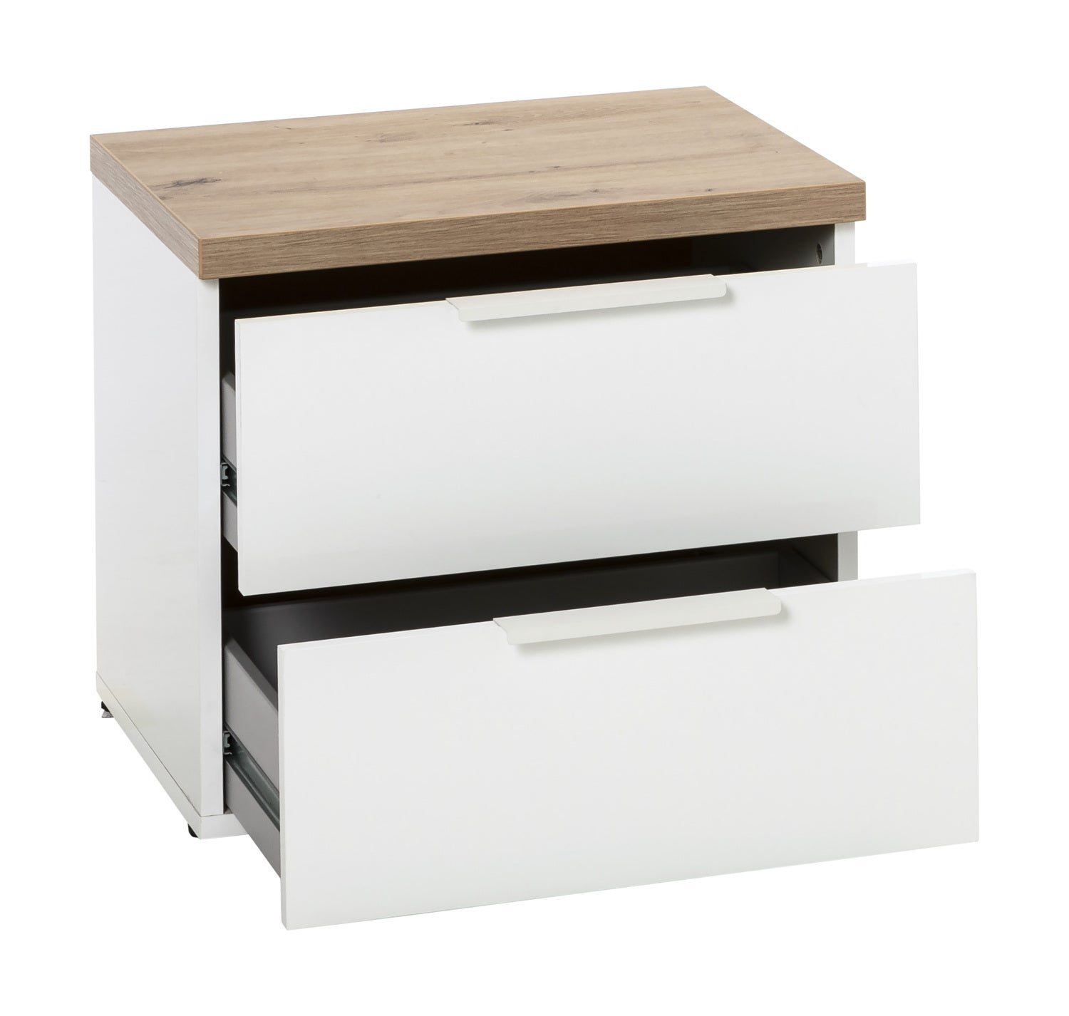 COMPOSAD | Comodino Linea MUNDI BEDROOM, Comodino Bianco, Camera Da Letto, (LxAxP) 49x44,20x39,90 cm, Rovere Oak Miele e Bianco laccato, Made in Italy - 2