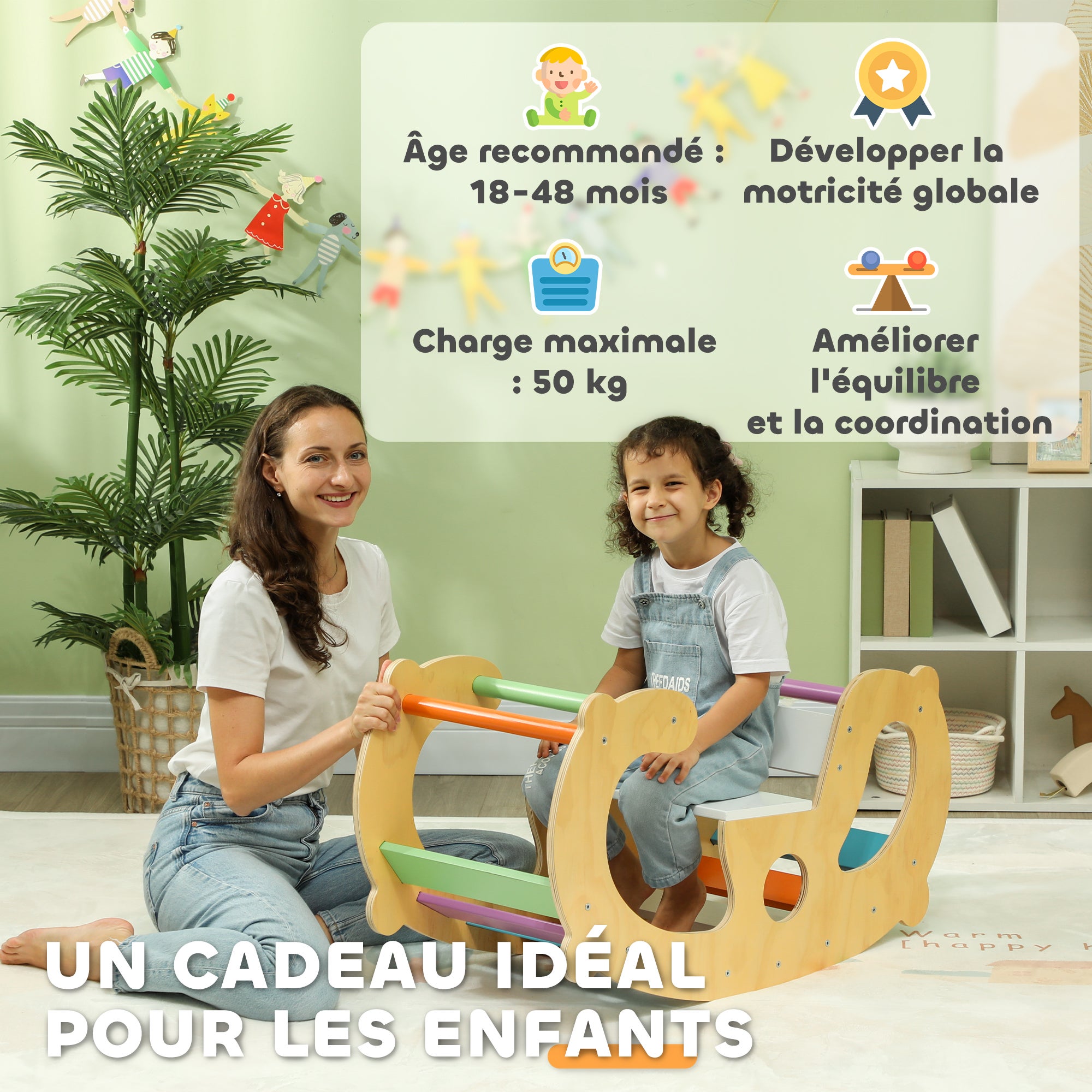 Arche d'escalade en bois multicolore AIYAPLAY - 7