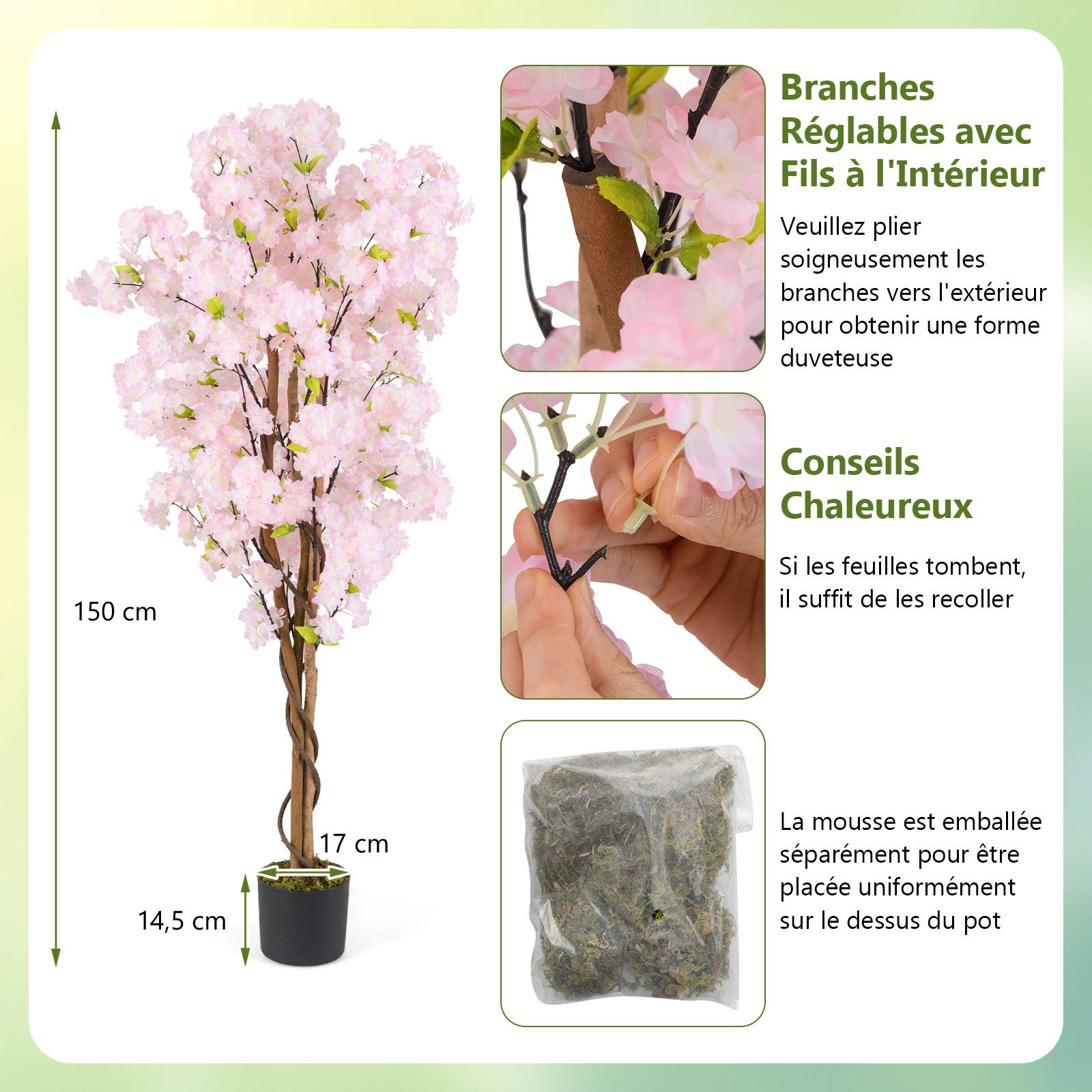 Location Cerisier Artificiel En Fleurs – Hauteur 180 Cm CS30R - Fleurs Artificielles/Plantes Décoratives