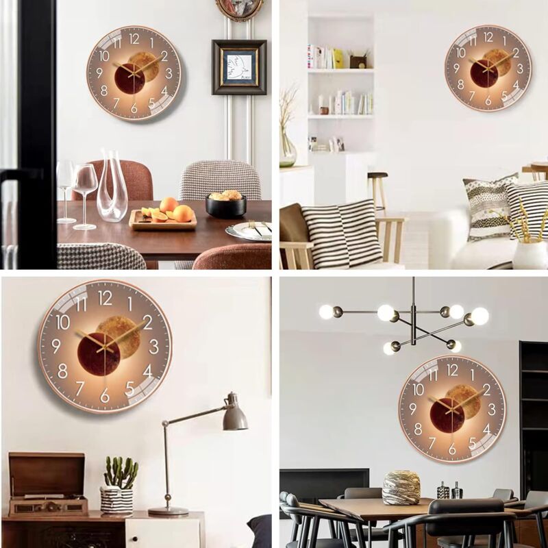30cm Horloge Murale Design Moderne Silencieuse, Horloge Murale Mute Silencieuse Pendule Murale, Horloge Murale Digitale - Or Rose - 4
