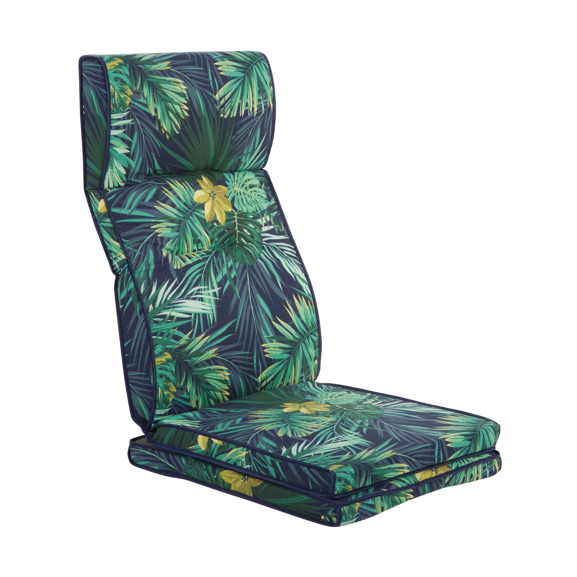 Poduszka na leżak Santander 2 w 1 zielona z motywem roślinnym Patio
