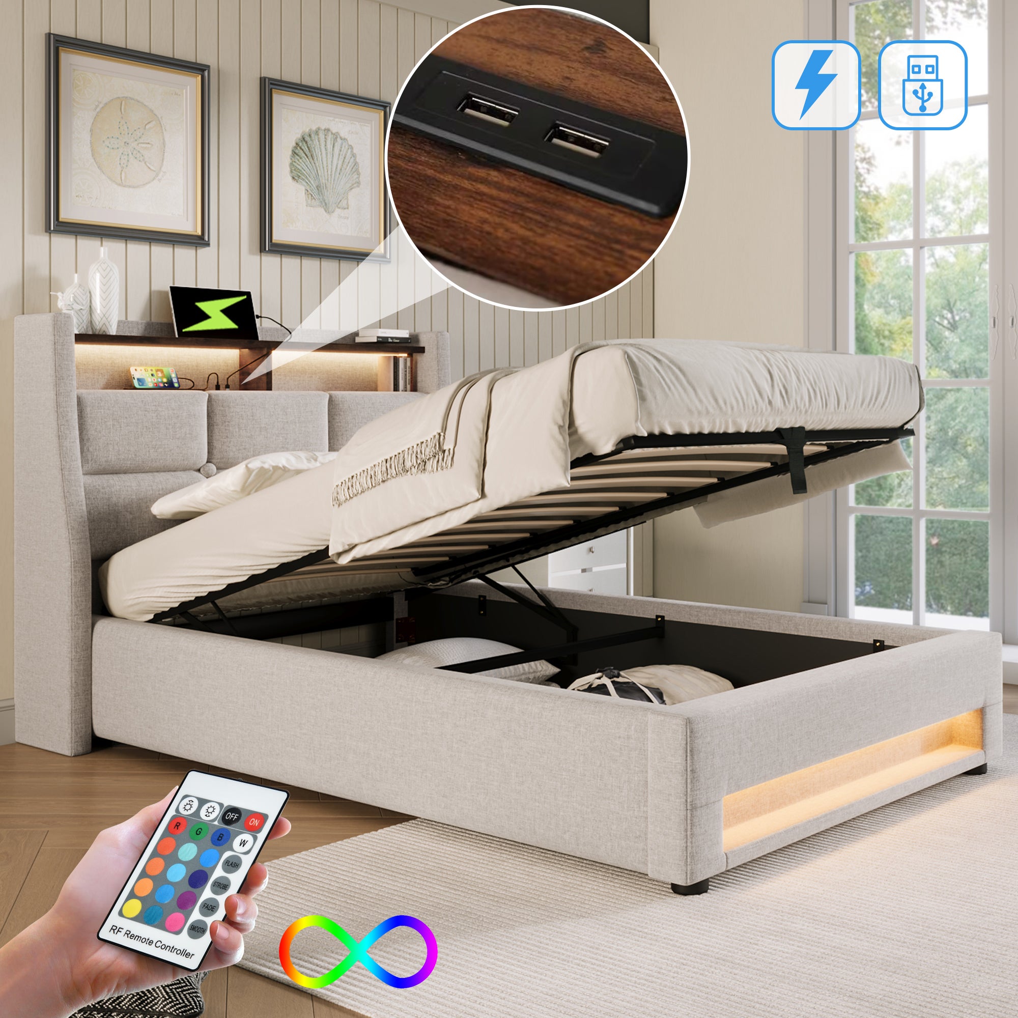 Letto Imbottito Singolo 90x200 Cm Con LED E USB – Divano Letto Con Rete A Doghe E Contenitore, Design In Velluto, Per Bambini E Ragazzi