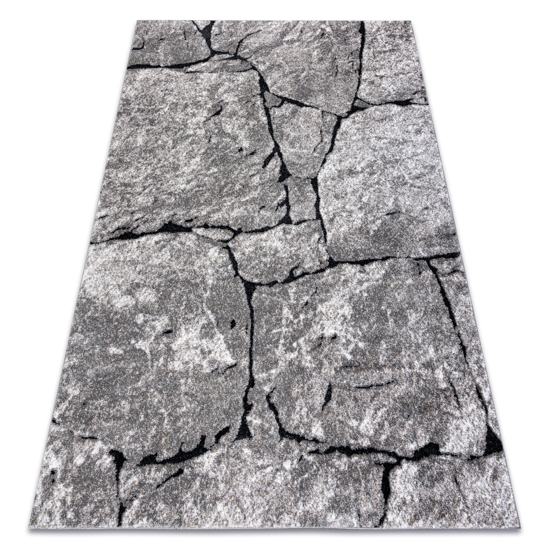 Dywan nowoczesny COZY 8985 Brick Kostka brukowa, kamień - Strukturalny, dwa poziomy runa szary 280x370 cm