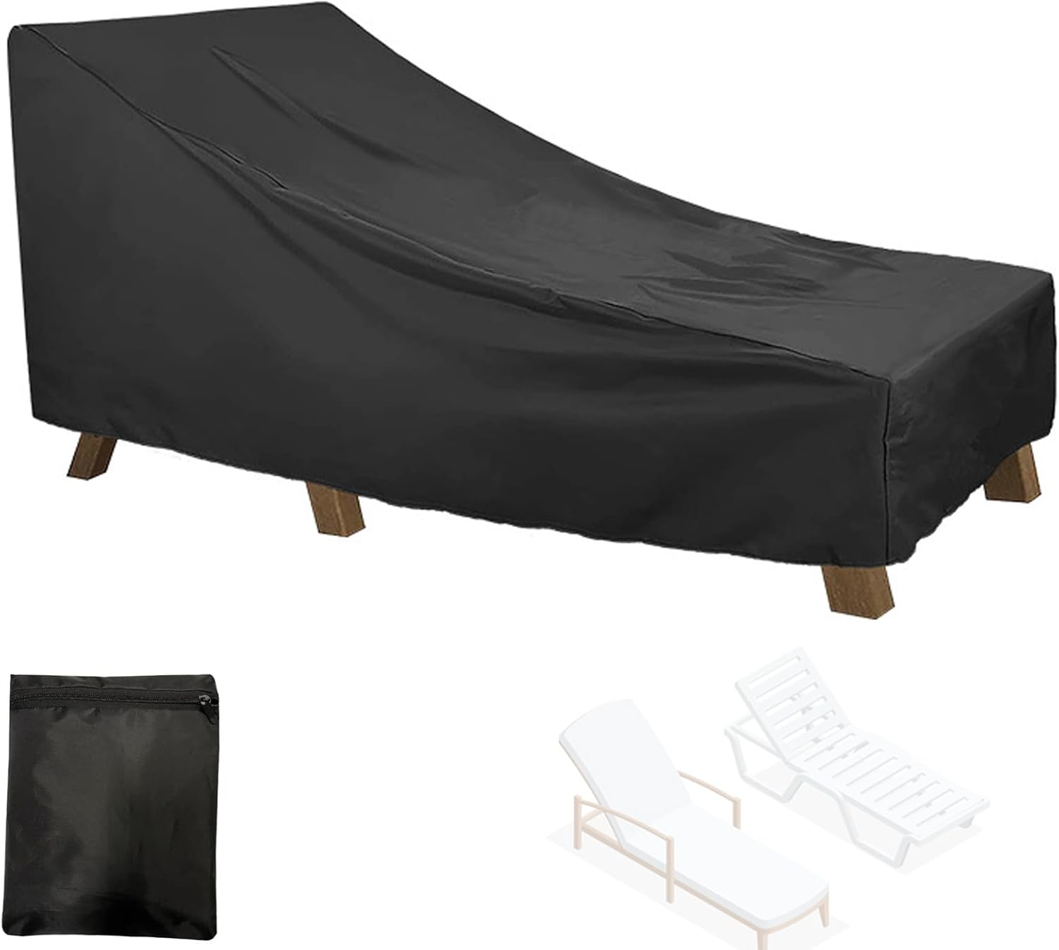 2pcs Housse Transat Pour Chaise Longue De Jardin Imperméable Housses De Bains De Soleil Coupe Vent 70x79x102cm 87187659