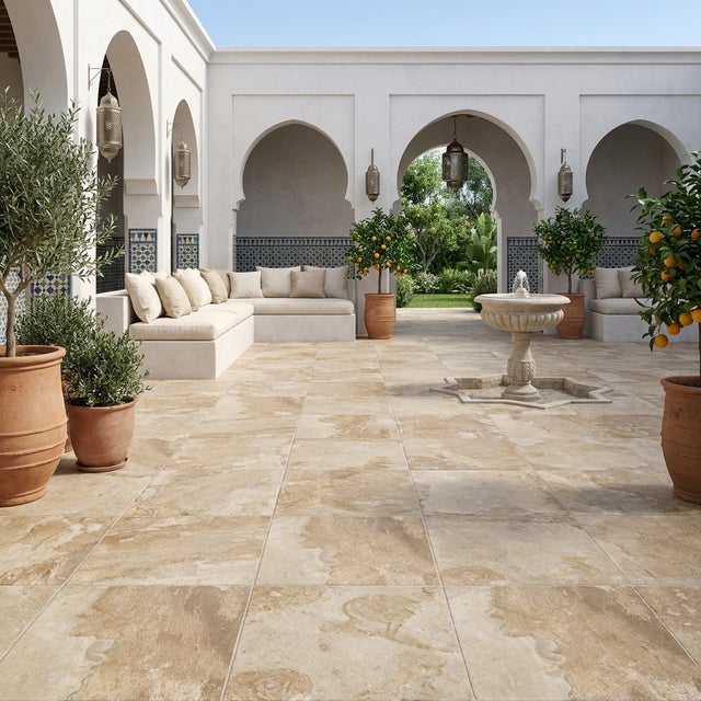 Dalle extérieur sur plots Chateau 2.0 crème R11 60x60 cm - Réflex Boutique