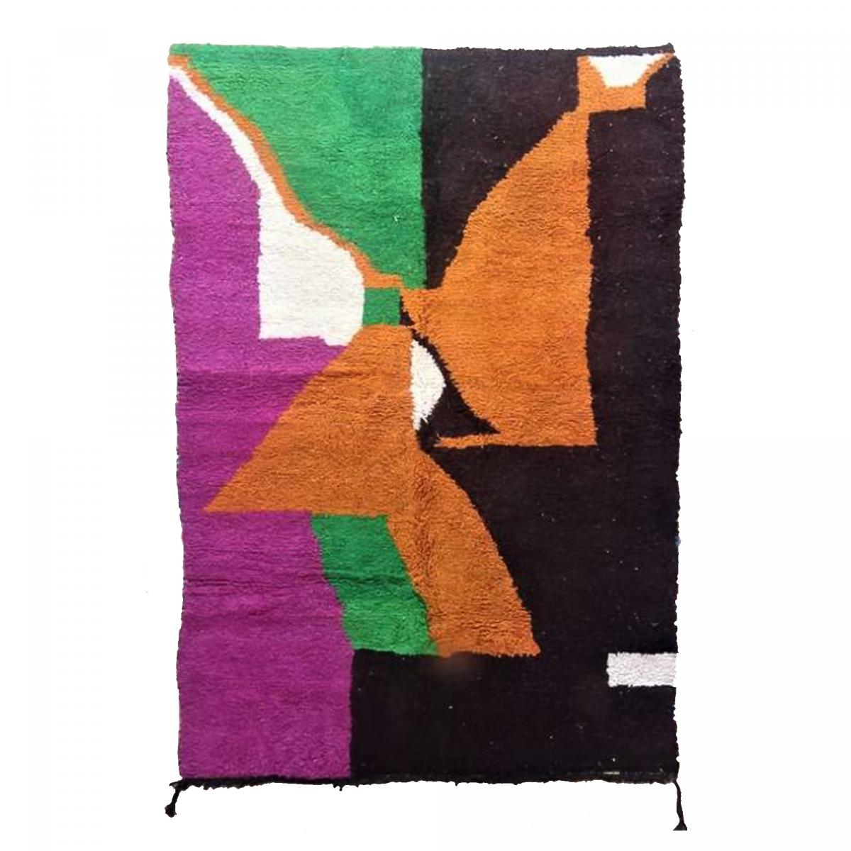 Tapis Fait Main à Carreaux Roses En Laine : Design Marocain En Damier - Israel Tapis Fait Main à Carreaux Roses En Laine : Design Marocain En Damier - Israel