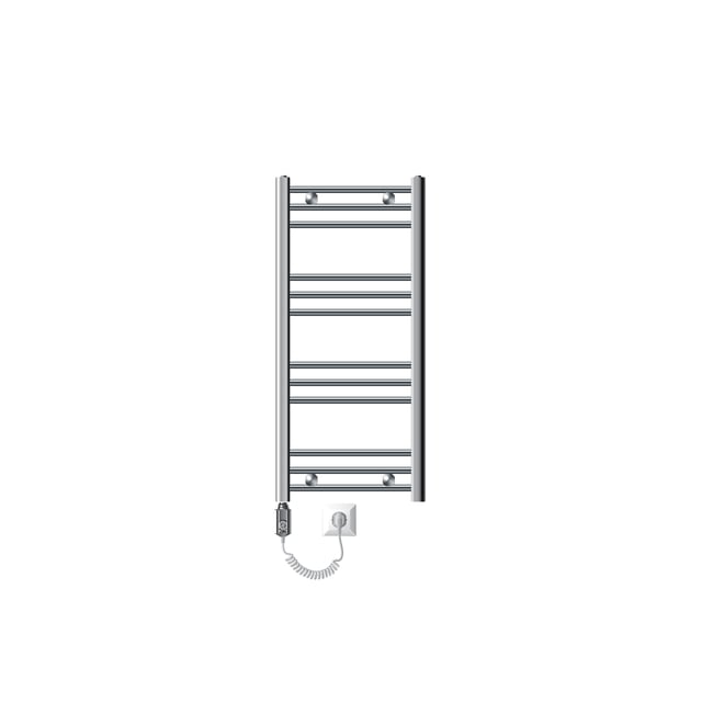 Radiatore da bagno elettrico con elemento riscaldante 600W 400x800 mm Cromato diritto con attacco laterale