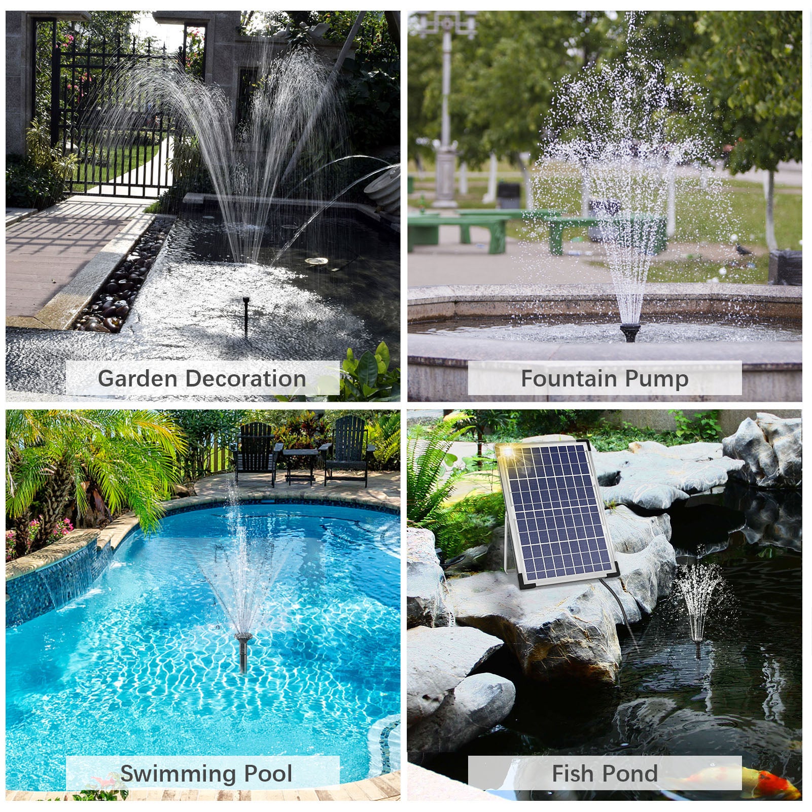 Pompe de fontaine solaire 10 W avec des buses de grand panneau 3 max. Hauteur d'eau 100 cm pour le cuir de pêche pour bain d'oiseaux Petit étang - 8